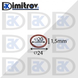 Дифтунга Ø 20 х Ø 24 х 1,5 mm медна